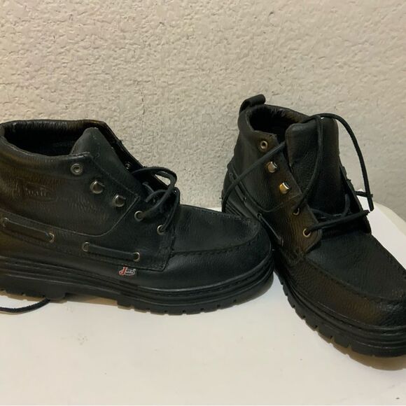 Justin Boots Men’s Size 9.5 M Black Leather Chukka Ankle Work Casual Style 985 - Picture 2 of 15